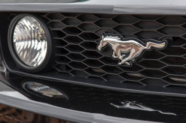 Bir araba radyatör Ford Mustang logosu.