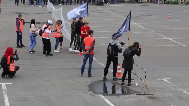 Кривий Ріг Україна Травень 2019 Гоночний Автомобіль Фініш Дрейфу Гонки — стокове відео