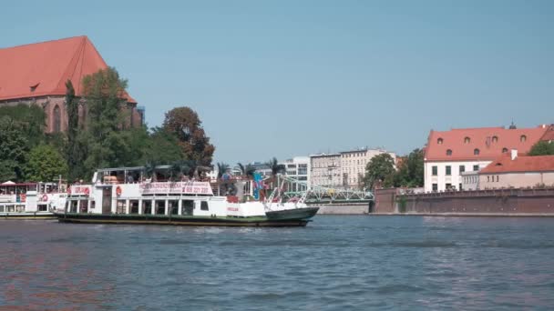 Wroclaw Pologne Août 2019 Bateaux Plaisance Avec Des Touristes Voyagent — Video