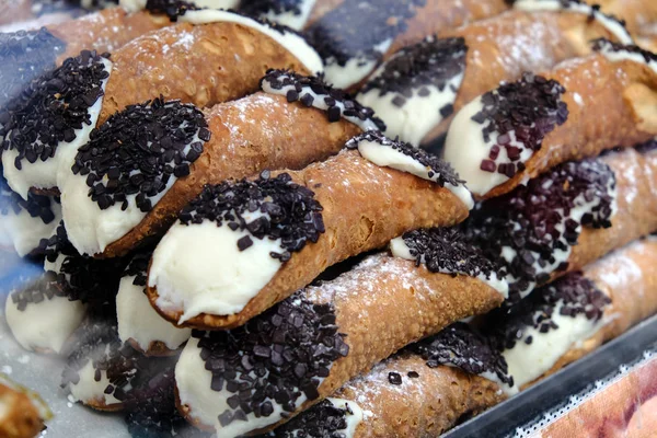 Many Different Fresh Tasty Baked Sweets At  Market — Stock Photo, Image