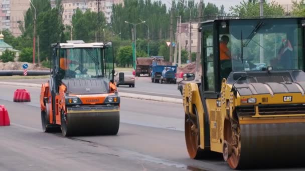 Kryvyi Rih Ucraina Giugno 2020 Rulli Stradali Che Lavorano Una — Video Stock
