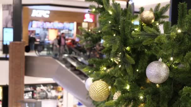 Wroclaw Polen Dezember 2019 Weihnachtsdekoration Magnolia Park Einkaufszentrum Menschen Auf — Stockvideo