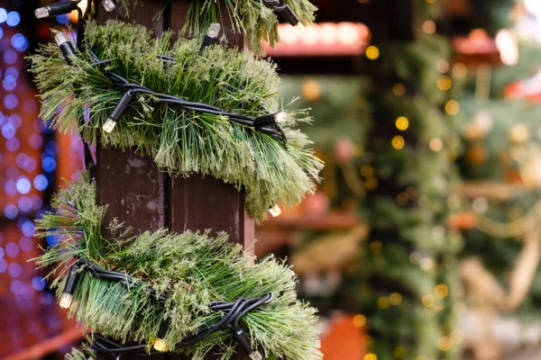 Feira Cidade Decorada Natal Iluminação Led Garland Ramo Árvore Ano — Fotografia de Stock