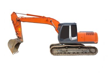 Sürüngen Kazıcı. Digger hidrolik kazıcı ve Dipper beyaz arka planda izole edilmiş. inşaat makineleri