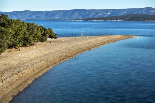 Solnedgång Klapperstensstranden Golden Cape Zlatni Rat Mest Berömda Stranden Kroatien — Stockfoto