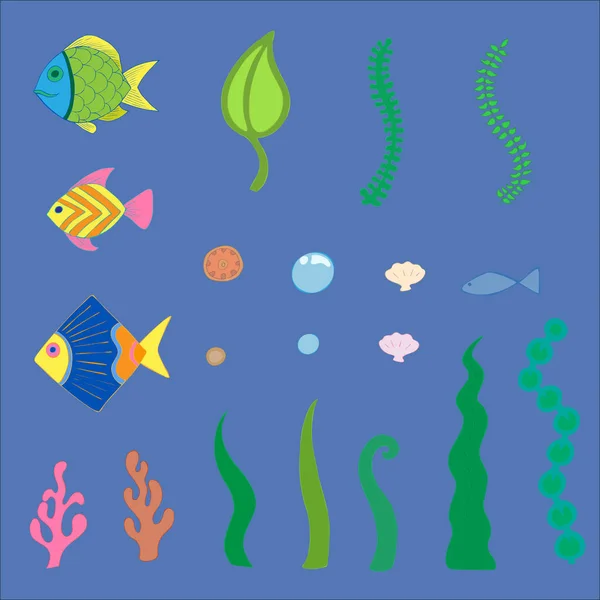 魚と海の草 — ストックベクタ