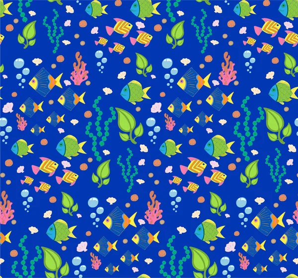 Motif Sans Couture Avec Des Poissons Tropicaux — Image vectorielle