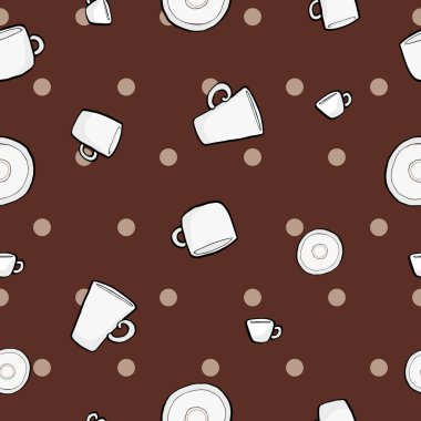 Bardak ve benekli kahve arka plan ile Desen