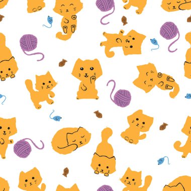 Sevimli kırmızı kedi yavruları ile dikişsiz desen