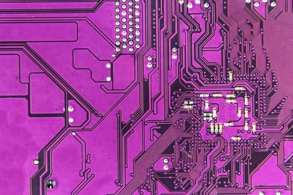 Βιολετί Κυκλώματος Φόντο Τσιπ Υπολογιστών Motherboard Computer Electronics Μητρική Πλακέτα — Φωτογραφία Αρχείου