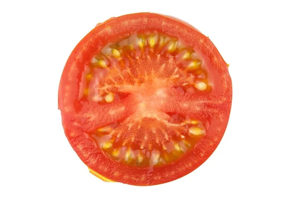 Pomidor Kromka Białym Tle Białym Tle Widok Góry Świeże Warzywa — Zdjęcie stockowe