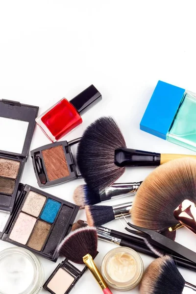 Pędzle Makijażu Branży Kosmetycznej Szczotka Piękna Sprzedaż Kosmetyków Reklama Dla — Zdjęcie stockowe