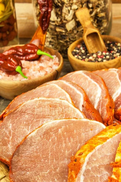Raw Pork Chop Marinade Home Preparation Meat Grilling Food Preparation — Stock Photo, Image