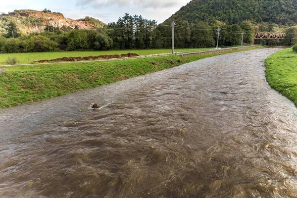 После Шторма Обильных Дождей Уровень Воды Чешских Альпах Высок Существует — стоковое фото