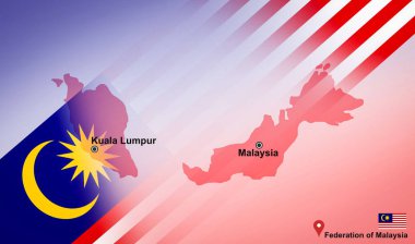 Malezya haritası ve Kuala Lumpur konum haritası pin ve Malezya bayrağı Asya 'nın seyahat haritasında - Malezya Federasyonu