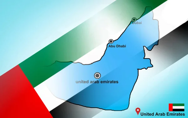 united state of Arab Emirates map and Abu Dhabi Dubai with location map pin and united state of Arab Emirates flag on travel map of Asia