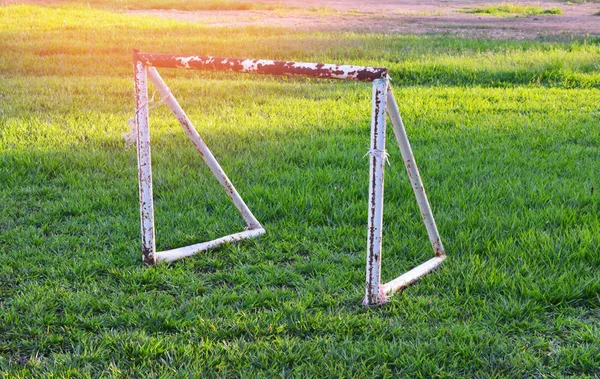 soccer goal or football goal without on net field / football field countryside