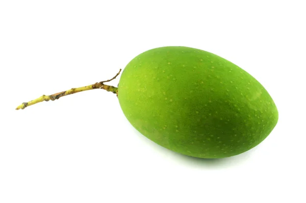 Frische Grüne Mango Isoliert Grüne Rohe Mango Tropische Früchte Isoliert — Stockfoto