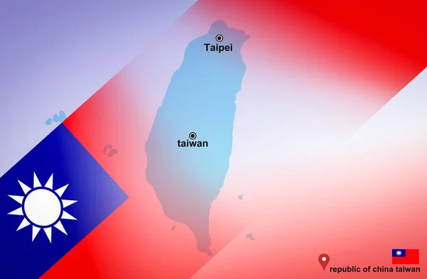 Taiwan map and Taipei with location map pin and Taiwan flag on travel map of Asia - republic of china taiwan