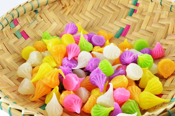 Aalaw Candy Basket Colourful Candies Sweets Dessert Candy White Background — стоковое фото