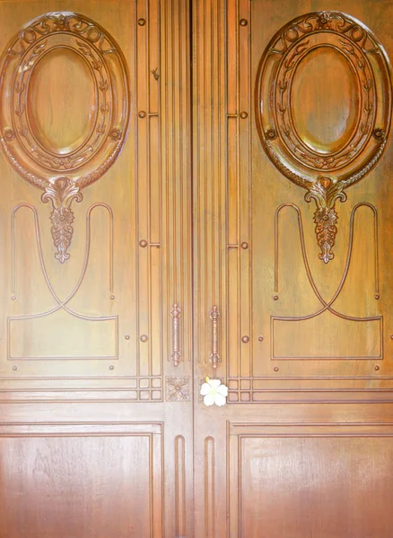 Детали Старой Деревянной Двери Старинная Деревянная Резьба — стоковое фото