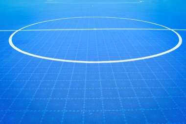 Futsal alan kat mavi spor açık beyaz çizgi Daire merkezi