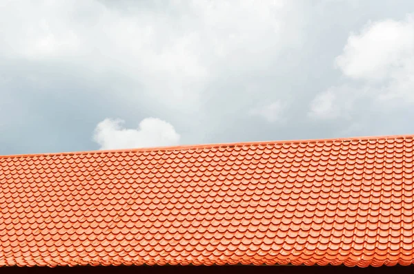 Tuile Toit Orange Avec Ciel Nuage Fond Construction Maison Tuiles — Photo