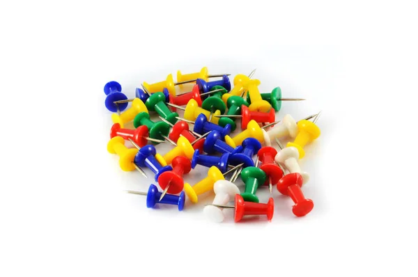 Pin Map Colorful Push Pins Different Colors Thumbtacks Isolated White — Stock Photo, Image