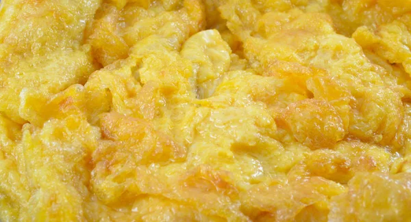 Fondo Huevo Cocina Primer Plano Omelette Huevo Frito Amarillo Sobre —  Fotos de Stock