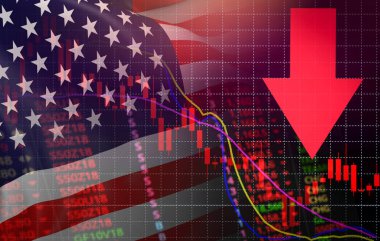 Amerika Birleşik Devletleri. Amerika piyasa hisse senedi kriz kırmızı fiyat ok grafik aşağı düşmek