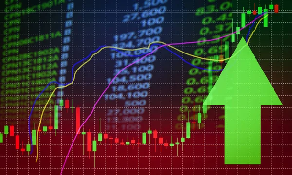 Başarı borsa fiyatı yeşil ok yukarı büyüme kar / borsa piyasa analiz veya forex charts grafik - iş ve eğilim görüntü ekranı üzerinde finansal ticaret forex para finans