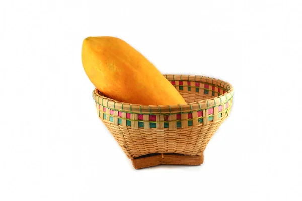 Papaya Aislada Papaya Madura Fruta Tropical Canasta Sobre Fondo Blanco —  Fotos de Stock
