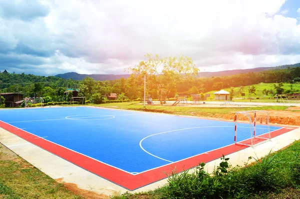 Futsal Feld Oder Fußballplatz Sport Freien Weiße Linie Kreis Zentrum — Stockfoto