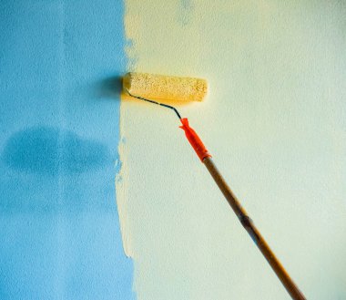 duvar arka plan boyalı / el boyama Duvar Bina inşaat site iç dekorasyon boya silindiri ile
