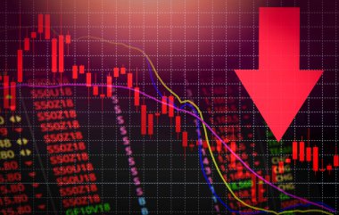 Hisse senedi kriz kırmızı piyasa fiyatı ok aşağı grafik sonbahar / borsa piyasa analiz veya forex charts grafik - iş ve para forex kriz kaybeden ekonomik enflasyon deflasyon hareketli finans