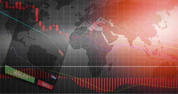 Forex Trading Forex Charts Diagramm Board Daten Auf Weltkarte Hintergrund — Stockfoto