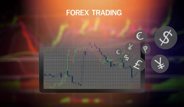 Forex Trading Forex Charts Graph Board Data Desktop Screen Technical — стоковое фото