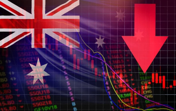 australia market stock crisis red price arrow down chart fall / stock exchange market analysis forex graph business finance money crisis losing moving down with australia flag