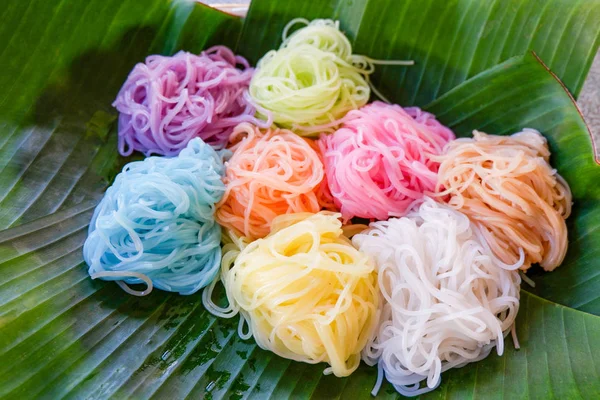 Comida Tailandesa Vermicelli Colorido Fideos Arroz Tailandés Arroz Vermicelli Sobre — Foto de Stock