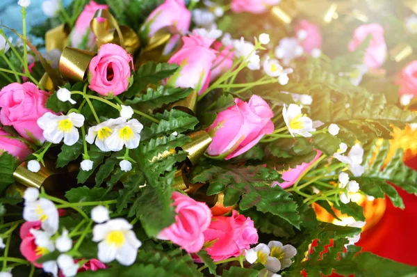 Ramo Flores Plástico Falsa Flor Rosa —  Fotos de Stock