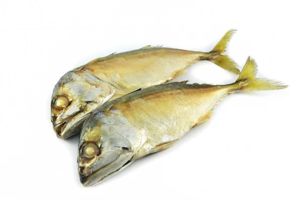 Makrela Obecná Ryby Izolované Vařené Makrely Vařit Ryby Bílém Talíři — Stock fotografie