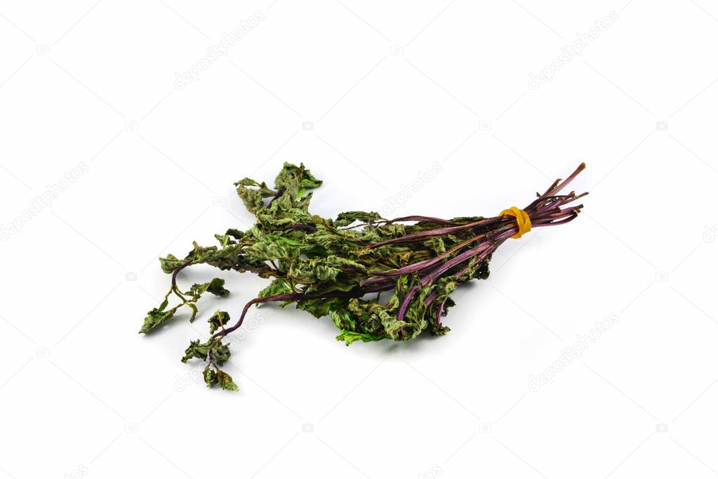 Vegetable withered isolated on white background - Peppermint wilt dried withered 