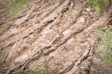 Parça çamur üzerinde tekerlek / çamurlu tekerlek ile lastik kirli sürücü çamur zemin katta parça