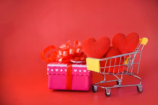 Valentines Dag Winkelen Gift Box Hou Van Concept Pink Aanwezig — Stockfoto