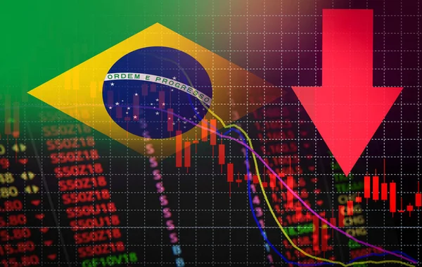 下のグラフ ブラジル証券取引所市場危機赤市場価格下落 販売経済的な落下で株価分析や外国為替チャート グラフ ビジネスと金融お金赤の危機否定的なドロップ — ストック写真