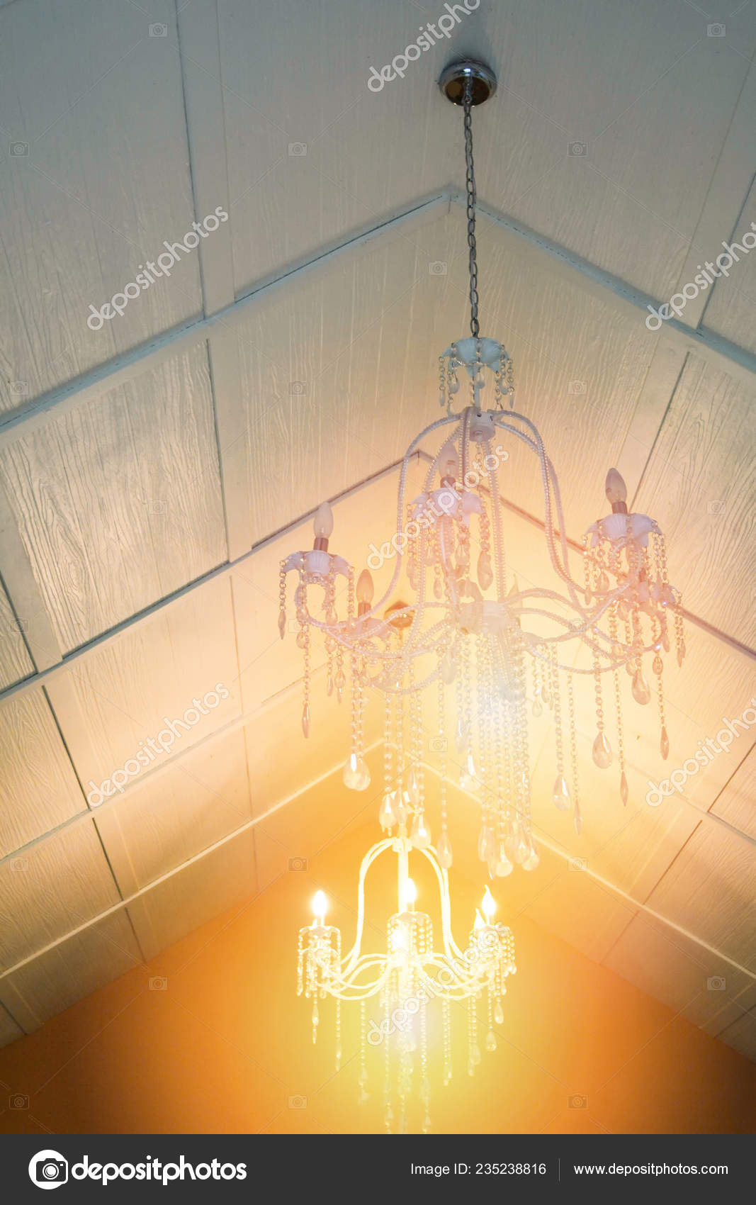 Chandelier Ceiling Lamp Light Bulb Hang Ceiling Orange Light Home