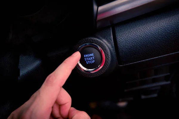 Push Start Car Button Push Engine Start Stop Modern Car — Stock Photo, Image