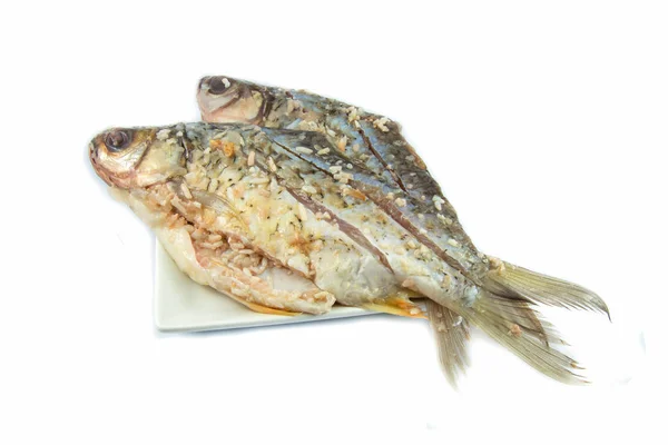 Ферментированная Рыба Маринованная Рыба Изолированные Традиционный Тайский Стиль Пищи Рисом — стоковое фото