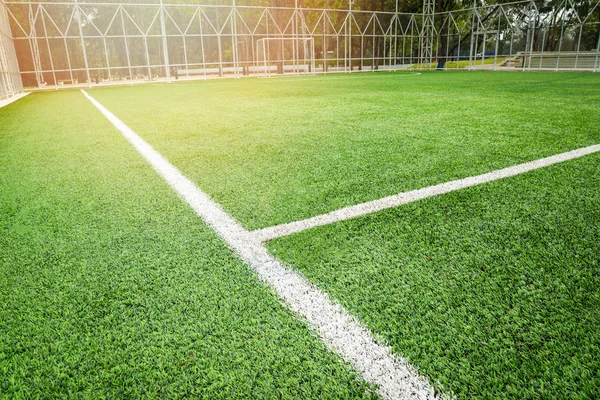 Voetbalveld Futsal Veld Groen Gras Veld Sport Outdoor Wit Lijn — Stockfoto