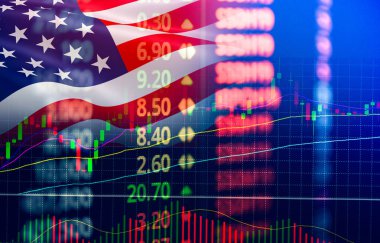 Amerika Birleşik Devletleri. Amerika Borsa Döviz / New york borsa analiz forex göstergesi değişiklikleri grafik grafik iş büyüme finans para kriz ekonomisi ve Doları ticaret grafik Amerika ABD bayrağı ile 
